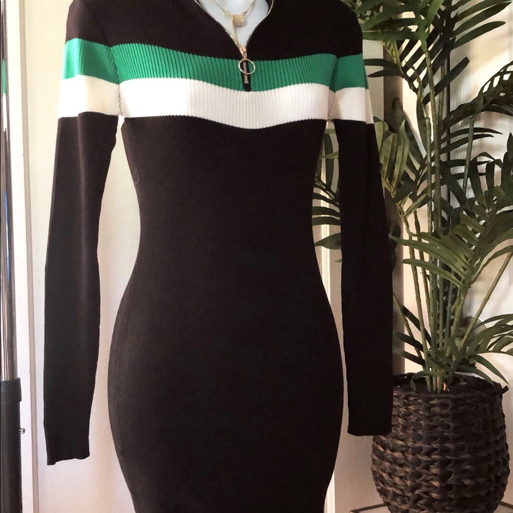 Ribbed Knit Multi Mini Dress.